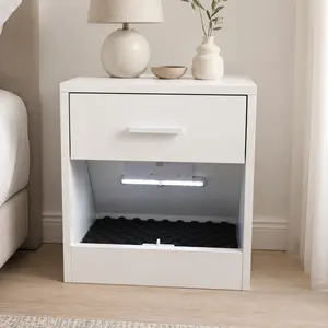Modern Nightstand with Hidden Lockable Compartment – Secret Storage Bedside Table with Concealed Drawer, Wooden End Table for Bedroom, Hidden Safe Furniture for Valuables, Passport, Cash & Jewelry, Modern Black Nightstand Home Security Furniture