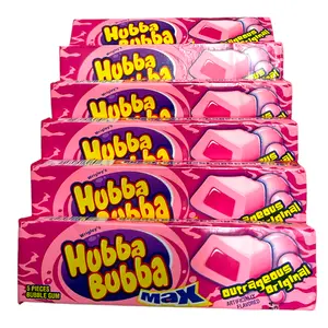 WRIGLEY'S HUBBA BUBBA MAX ORIGINAL FLAVOR 5 PCS BUBBLE GUM PACK OF 6 Natural Snack Sweet Bubblegum Flavored Corn Fruit Sugar