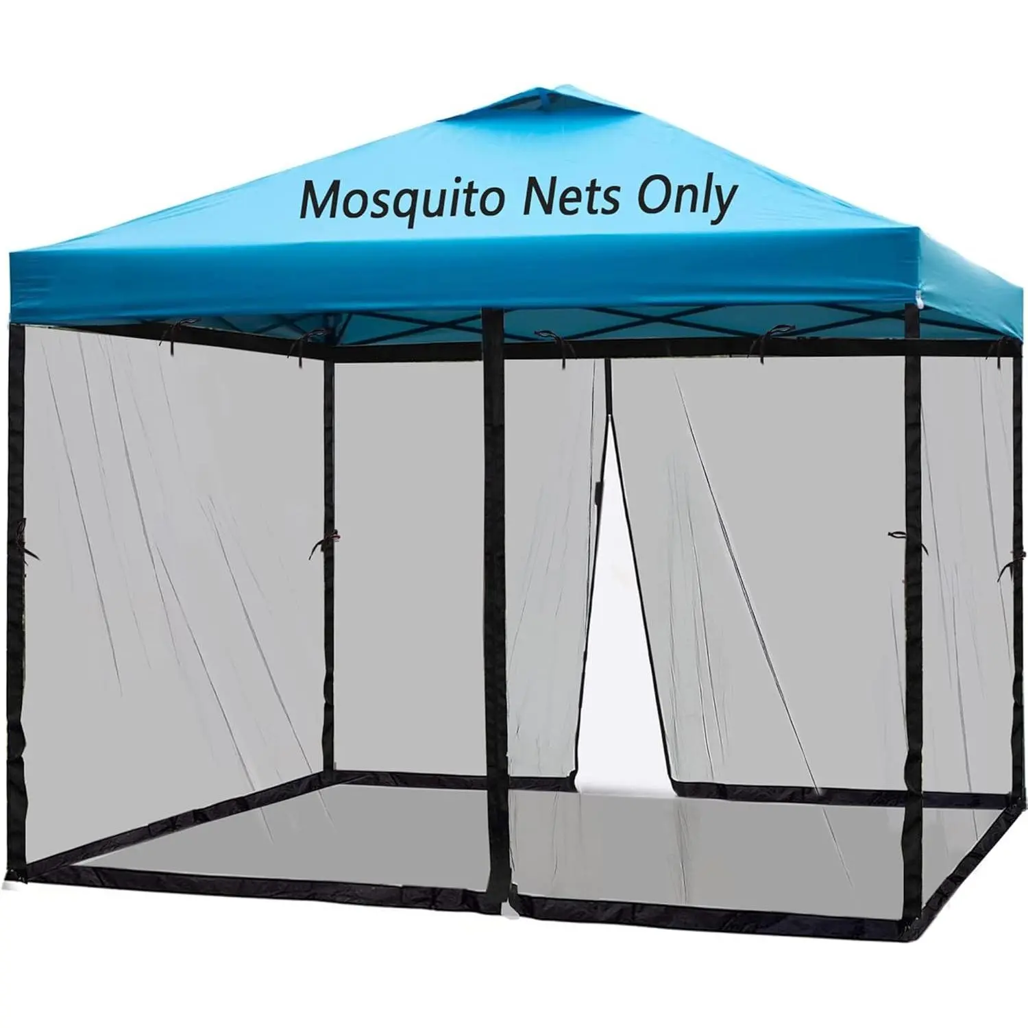 10x10 Mosquito Netting for Patio Canopy Tent/Pop Up Canopy Tent,Double Door Side Screen Easy Installation BlackOnly Mosquito Net No Frame (Embedded 10x10)