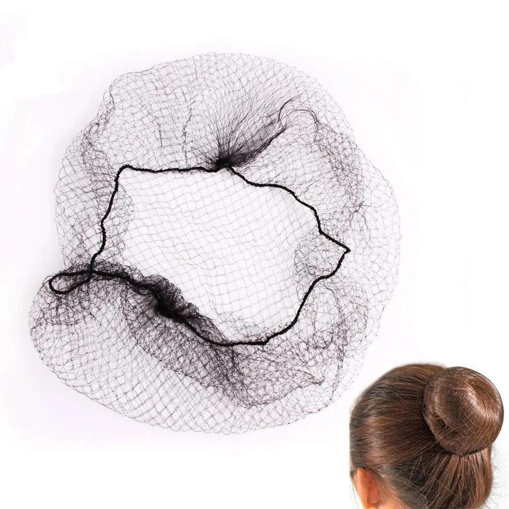 100 Pack Black Invisible Elastic Edge Hair Nets,length 20 Inches with 1/4 Inches Opening,Lightweight Dancing Hairnets One Size Fits All for Women, Girls