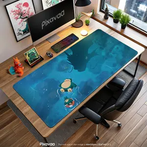 Snorlax Relaxing Mouse Pad - Floating Scene with Gyarados Shadow, Gaming Desk Mat, Anime Decor Gift