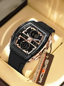 SANDA 6231 New Fashion Trend Men's Watches Multifunctional Chronograph Alarm Date Waterproof Men's wristwatch, Casual Trendy Wristwatch, Sportive Analog-digital Quartz Watch, with Luminous & Calendar Function, with Box