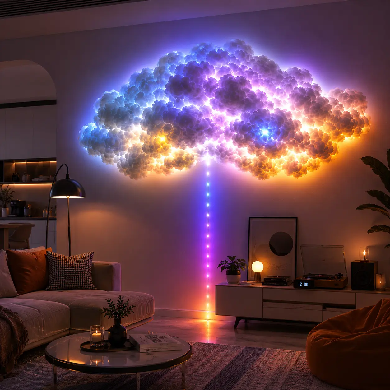 Easy DIY Cloud Shape LED Lights, 3D RGB Thundercloud Ceiling Light with Music Sync, App Control, 1600 Adjustable Colors, Dynamic Modes, Timer for Indoor Bedroom, Gaming Room Use