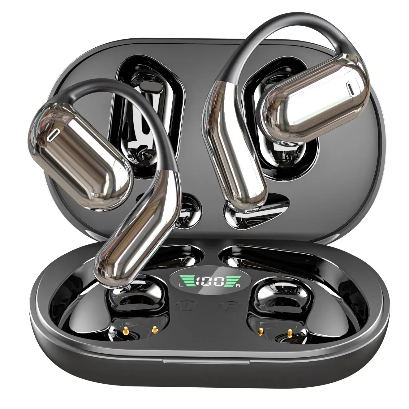 OWS Open Ear Wireless Bluetooth Earbuds - HIFI Audio, Silicone Build, Electronic Device, Stable Connection, IPX7 Waterproof Sports Running Headphones With Microphone