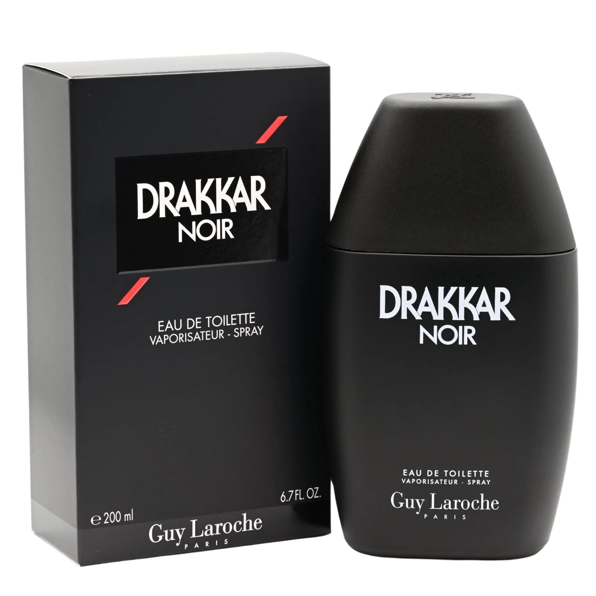 Guy Laroche Drakkar Noir Men's EDT Cologne - 6.7 fl oz Aromatic Citrusy Perfume, Bold Fougère Hit, Spicy Woody Citrus Woody Signature Scent with Lemon, Peppermint, Rosemary, Amber, Cedarwood, Herbal Notes, Daily Wear Spray Bottle, New in Box