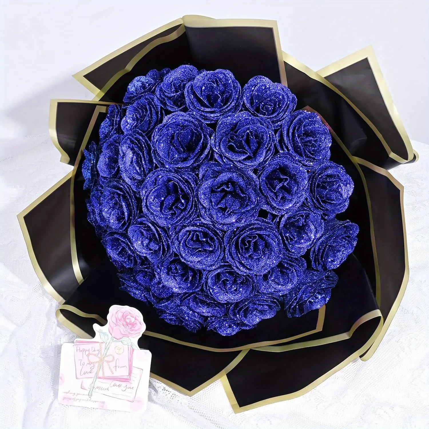 24/36 Pcs Glitter Roses Bouquet, Valentine's Day Gift DIY Fake Glitter Flowers Bouquet, Everlasting Shiny Artificial Red Rose Bouquet for Mothers Day Gifts, Anniversary, Engagement, Wedding Festival Gatherings and Home Decorations, gifts for her
