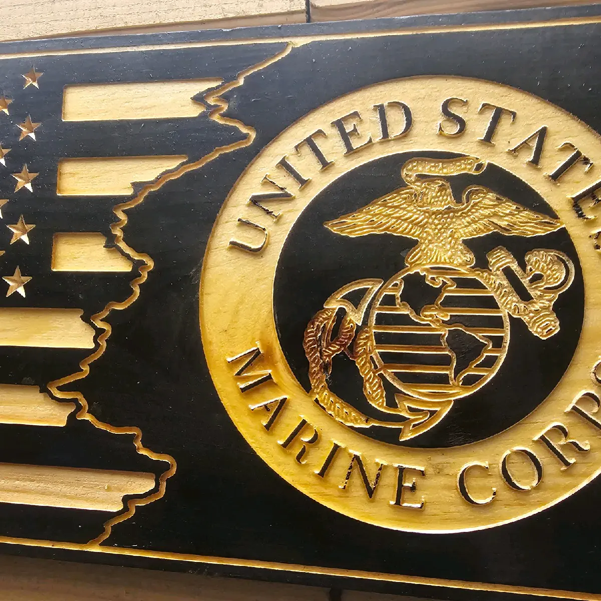 wooden Flag US Marines wooden Flag US Marines