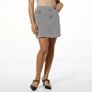 DG2 by Diane Gilman Studded 5-Pocket Denim Skort