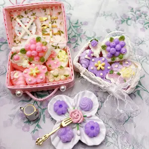 1/6 scale mini handmade flower basket taba squishy kit with sticky and soft texture