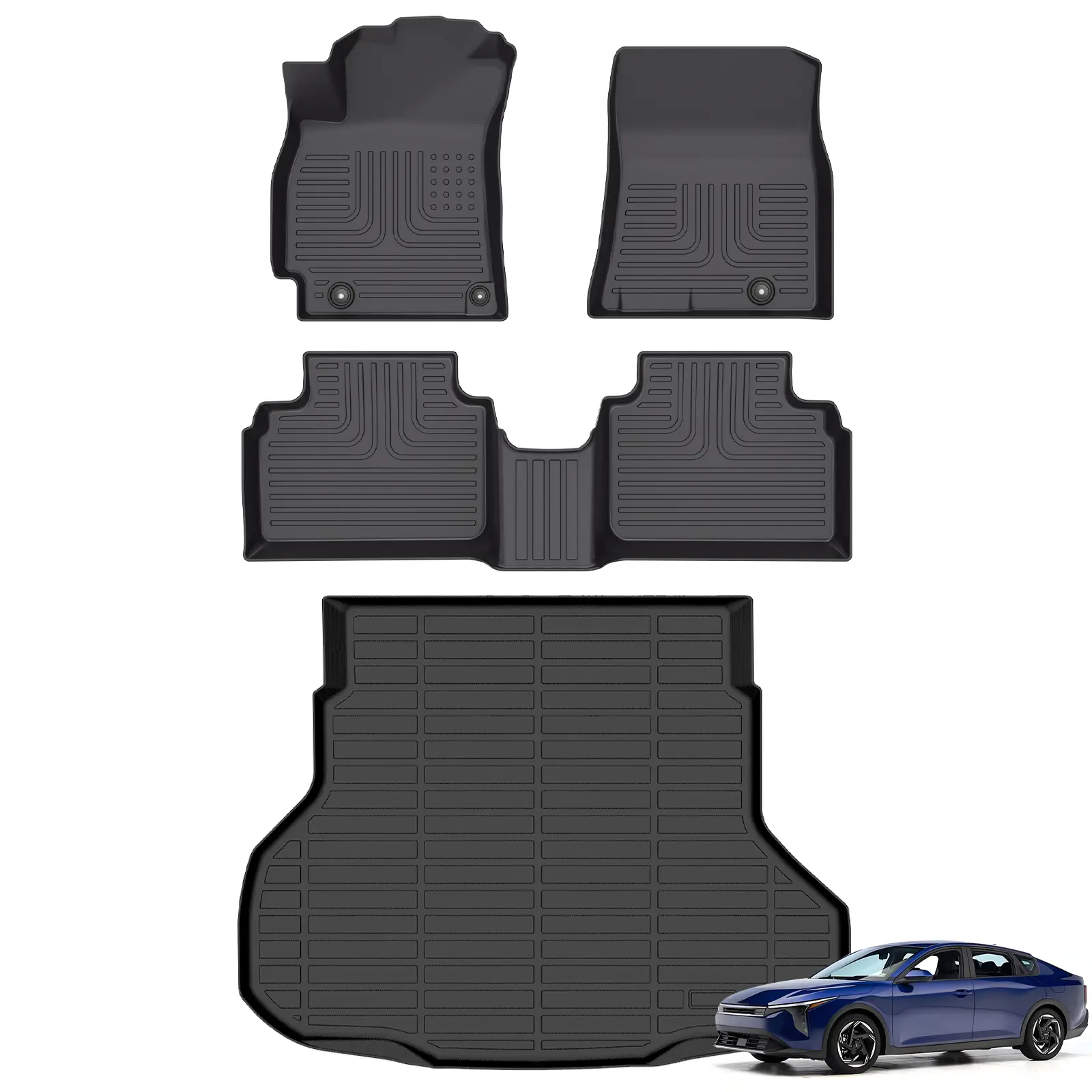 KELCSEECS Kia K4 2025-2026 Floor Mats & Cargo Liners, All-Weather TPE Non-Slip Custom Fit, Waterproof, Easy Clean, Eco-Friendly, Safe & Durable