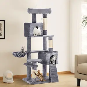 DWVO 70.8in Cat Tree Tower for Indoor Cats, Multi-Level Cat Furniture with Scratching Posts, Cat Window Padded Plush Perch, Cozy Basket, Ladder and Funny Toys for Kittens Pet Play House