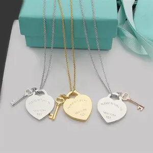 Versatile Heart Pendant Necklace,Key Pendant Necklace for Women Fresh Heart Fashion Versatile Collarbone Chain Niche Design Neck Jewelry evry jewels