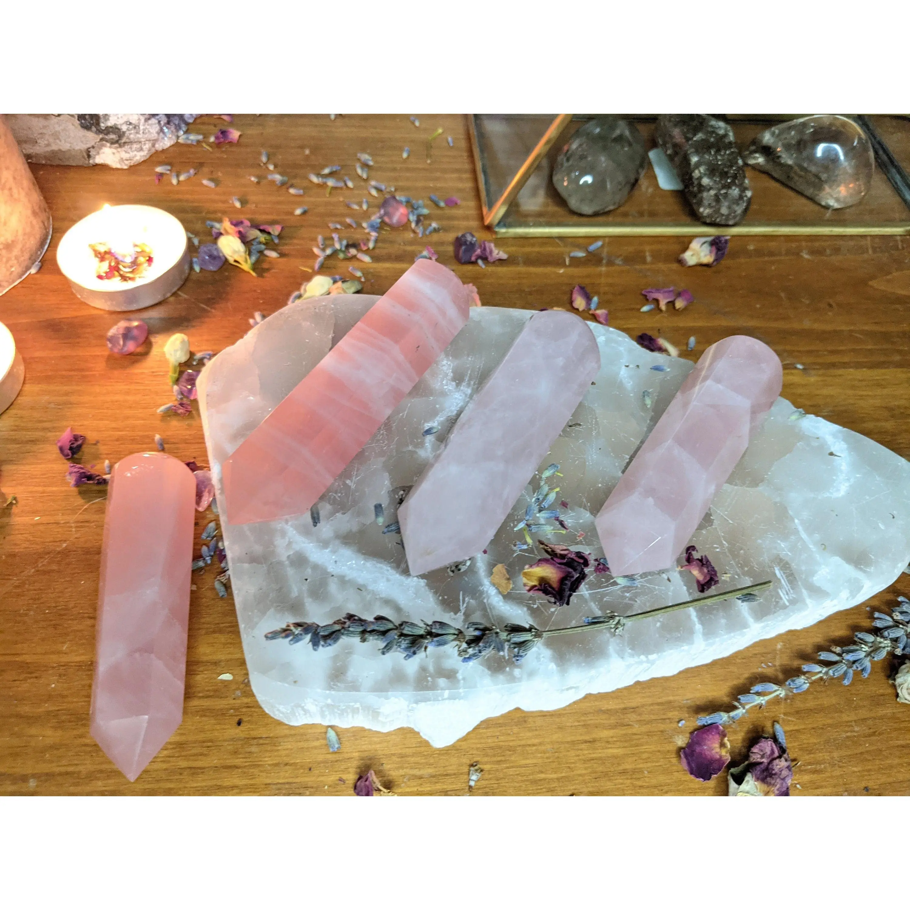 Rose Quartz Massage Wand Polished Accupressure Point Tool Healing Crystal Mineral Specimen Natural Stone Scepter Rock Pink Stone of Love