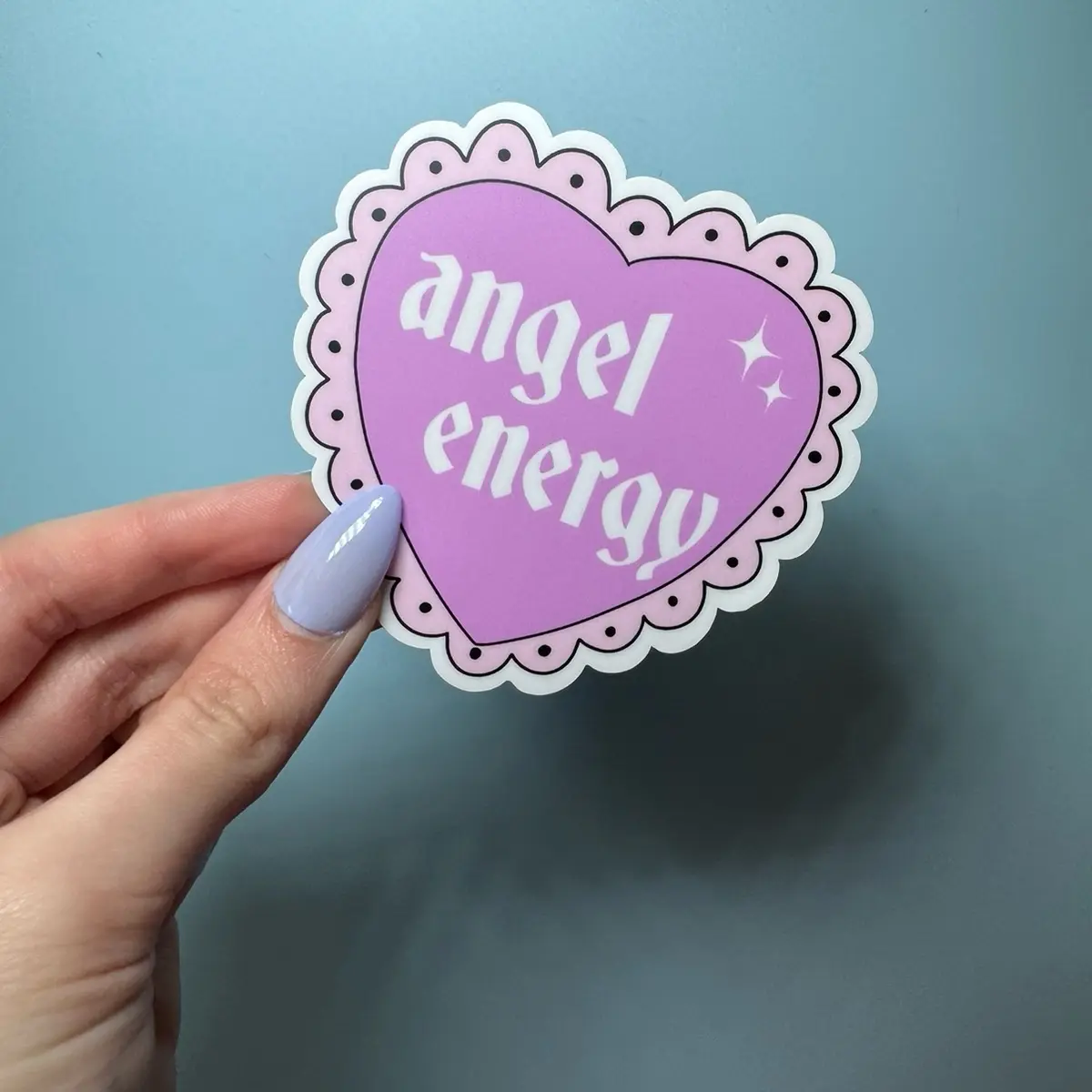 angel energy lace heart vinyl sticker pink