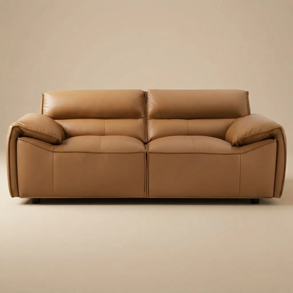 Buxton Orange Top Grain Leather Upholstered Loveseat