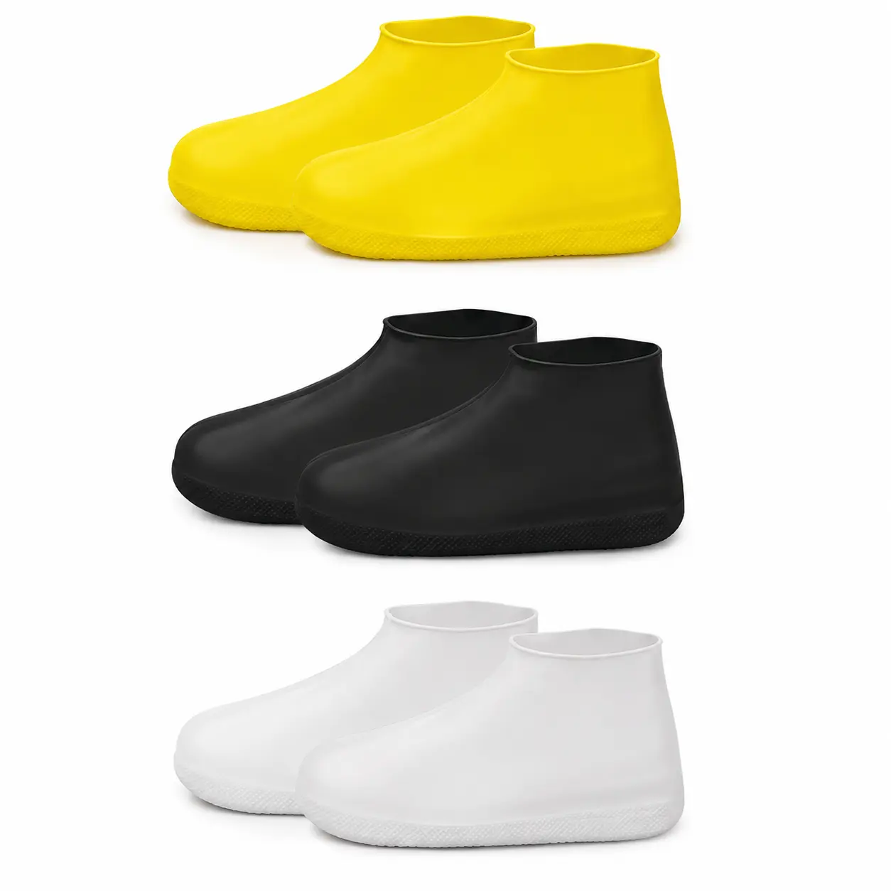 3Pcs Waterproof Shoe Covers Set – Reusable Rain Boot Covers, Ultra Stretch Silicone Overshoes for Sneakers, Lightweight Portable Protection for Travel, Hiking & Daily Commute