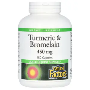 Natural Factors Turmeric & Bromelain, 450 mg, 180 Capsules