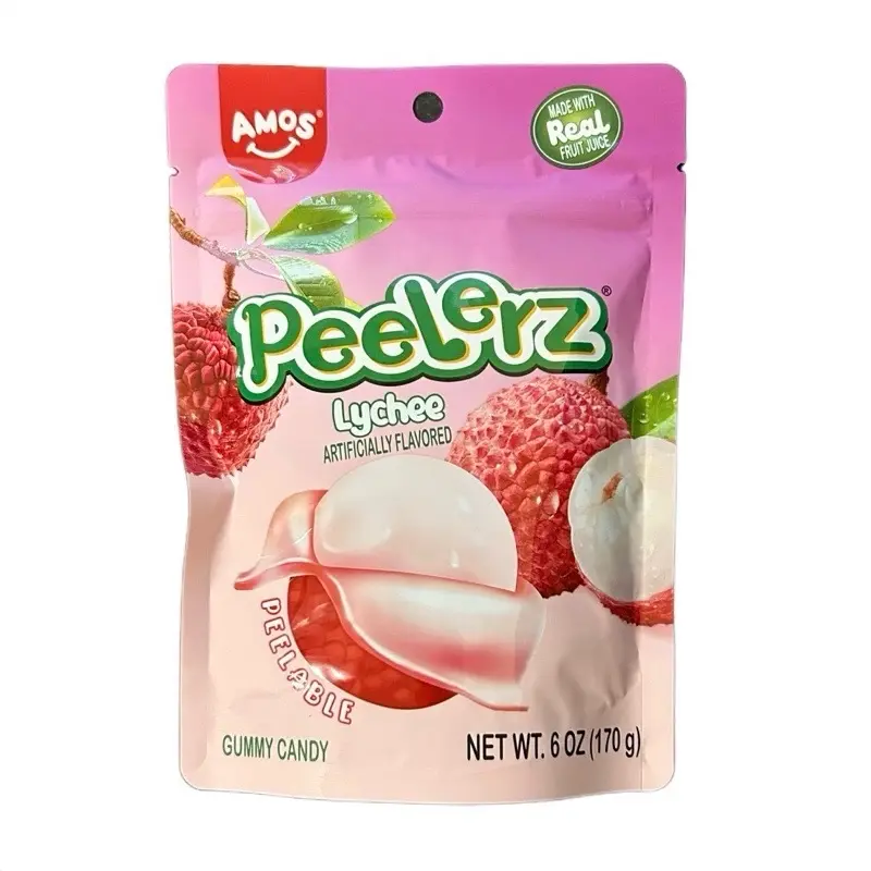 AMOS Peelable Gummy Peelerz Lychee 6oz Candy Fruit Gum Snack Gummies Flavor Viral Strawberry Sweet Gel Bonbon outdoorfun