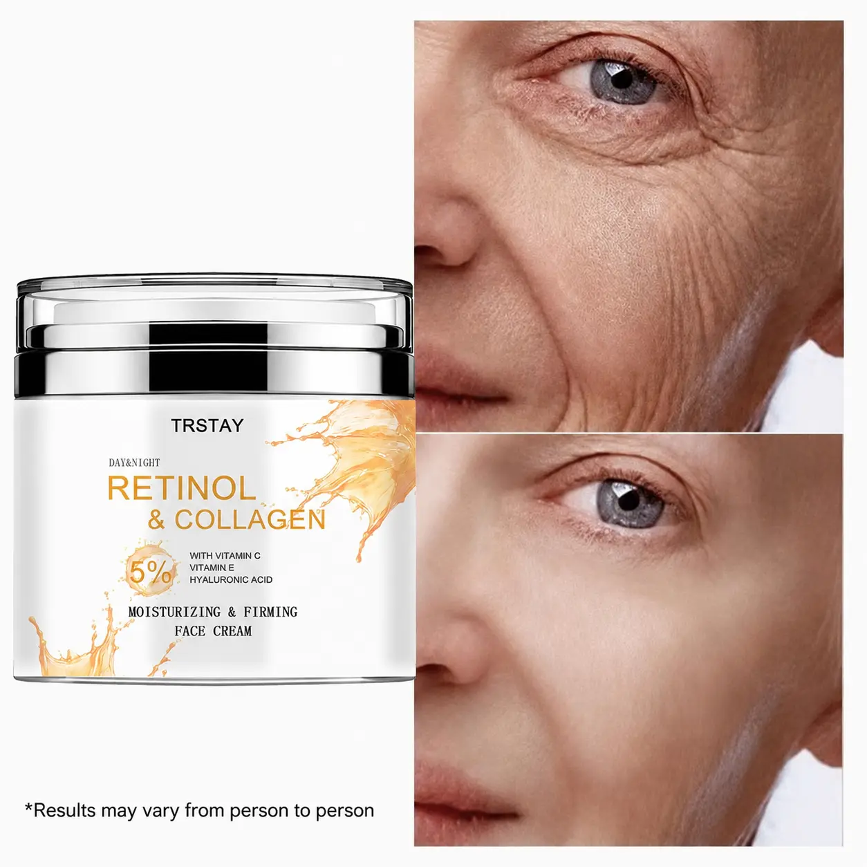 TRSTAY Retinol Collagen Peptide Hyaluronic Argan Oil Moisturizer - Hydrating Day & Night Facial Cream, Targeted Line Smoother, Firming, All Purpose Moisturizers & Mists, All Skin Types Refreshing