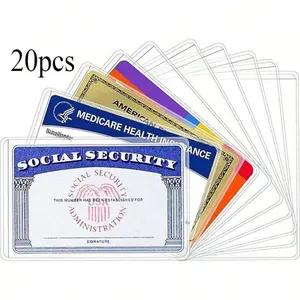 Social Security Card Protective Cover, 10/20pcs Transparent PVC Waterproof Plastic Cover, Suitable for Healthcare/Social Security/Business/ID/Credit Card, Office Stationery Supplies, Office Accessories
