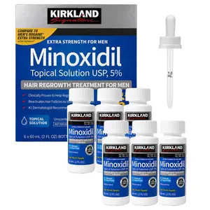 Kirkland Signature 5% Minoxidil Topical Liquid, 6 Months Supply with Dropper Applicator, Universal Daily Personal Care & Beauty Routine for Men and Women, Visibly Thicker & Fuller Appearance Enhancer