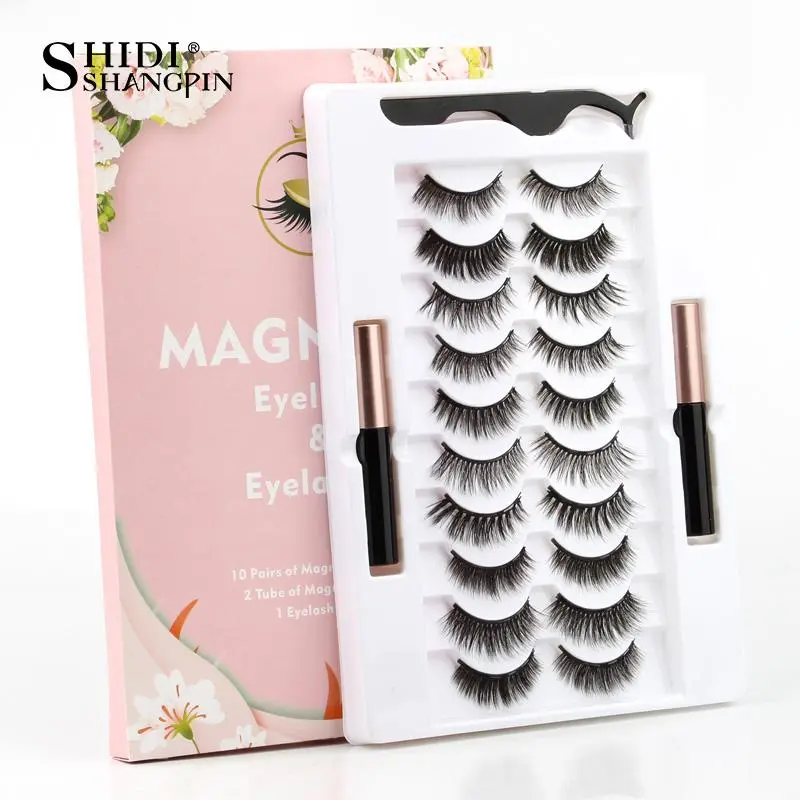 Magnetic Mink Eyelashes 2/3/5/10 Pairs soft false eyelashes natural magnetic mink lashes liquid eyeliner tweezer sets makeup Hot