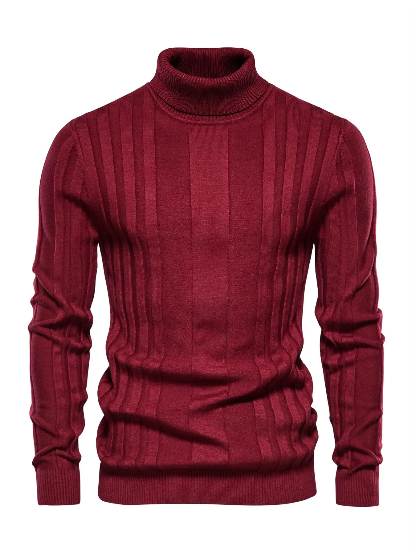 Men's Solid Turtleneck Sweater, Regular Fit Casual Long Sleeve Jumper for Fall & Winter, Men's Knitwear for Daily Wear