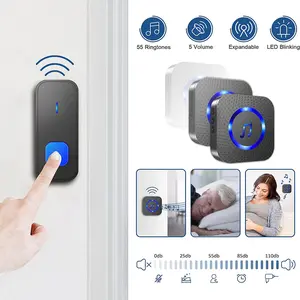 Wireless Doorbell, Easy installation, Waterproof, Adjustable Volume, 52 Chimes, 5 Volume Levels LED Flash, 1000Ft Range