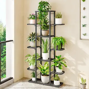 7 Tier Flower Stand, Plant Stand,Metal,Indoor and Outdoor Multi-Tier Flower Shelf,Plant Stairs,Corner Shelf,Standing for Garden, Decoration,Dark Grey