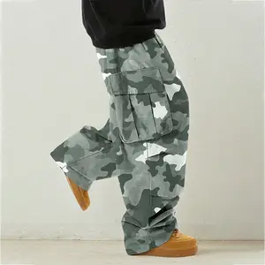 Men's Stylish Loose-Fit Multi-Pocket Camouflage Street Pants - Autumn-Winter Casual Work Bottoms, Army Green Menswear Fashion Apparel Baggy Outdoor Multi-Size Pants