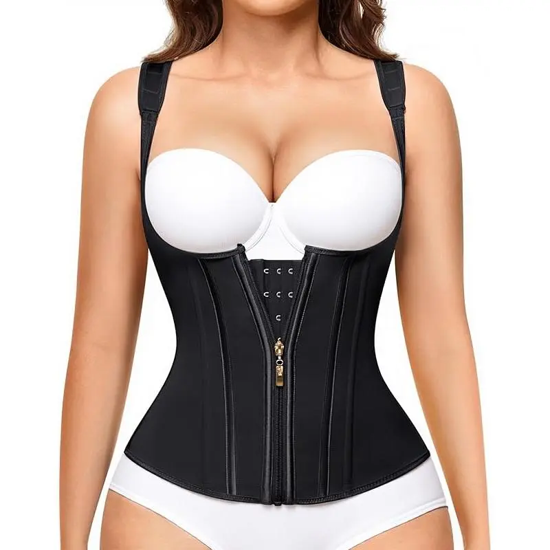 ZGQNBelle Women's Waist Trainer Corset - 1pc Womenswear Tops, Tummy Control Sports Girdle, Adjustable Shoulder Straps, Zipper-Hook Closure Workout Fajas Cincher Body Shaper