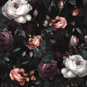 17.5x6.5ft Dark Floral Peel & Stick Wallpaper – Waterproof, Self-Adhesive Boho Black Rose Wall Decor