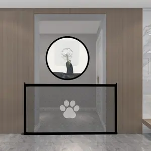 Automatic Pet Gate Retractable Safety Barrier Adjustable Width No Drill Needed Easy Install for Indoor Outdoor Dog Cat Puppy Pet Proof Your Home