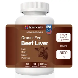 HARMONIFY Bovine Beef Liver Capsules 3100mg Supplement with Liver&Heart&Kidney&Pancreas&Nutrient GrassFed Non GMO 120 Capsules