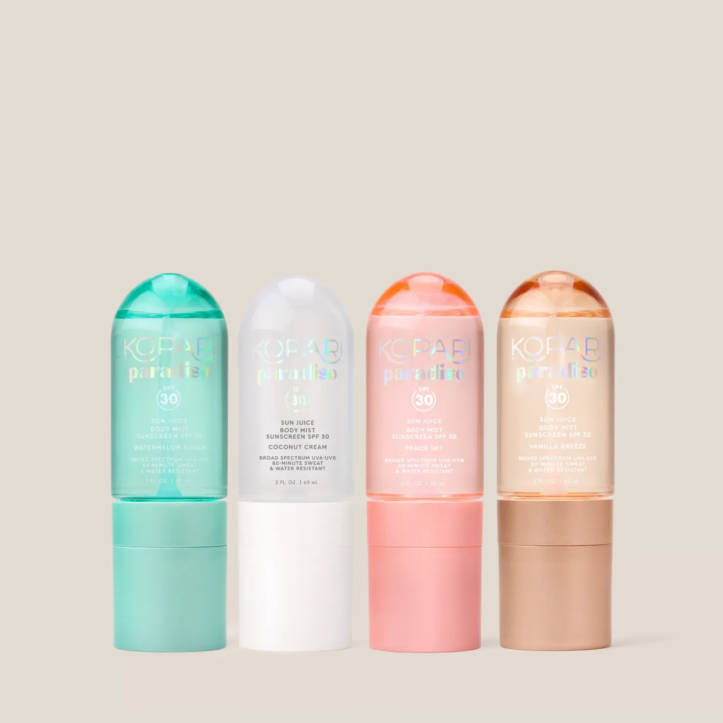 Kopari Sun Chaser SPF 30 Set – Save $18 on 4 Travel-Ready Scented Sunscreen Mists Kopari Sun Chaser SPF 30 Set – Save $18 on 4 Travel-Ready Scented Sunscreen Mists