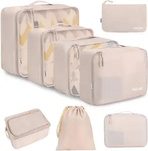 BAGAIL 8PCS Packing Cubes for Travel – Luggage Organizer Set for Clothes, Suitcase Organization & Travel Accessories (Cream)