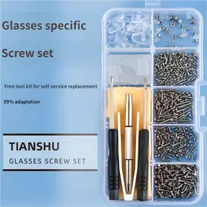 Eyeglass Repair Tool Set: Eyeglass Screws, Nose Pad Screwdriver, Frame & Arm Repair Parts, Storage Box