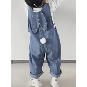 2026 New Arrival Cute Rabbit Ears Kids' Overalls - Autumn Fashion Casual Pants Boys & Girls, Stylish Baby Trousers Perfect Outdoor