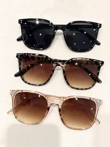 3-Piece Classic Vintage Women's Lightweight Durable Leopard Pattern Sunglasses Set, Perfect for Driving, Shopping, Parties, Stylish UV Protection