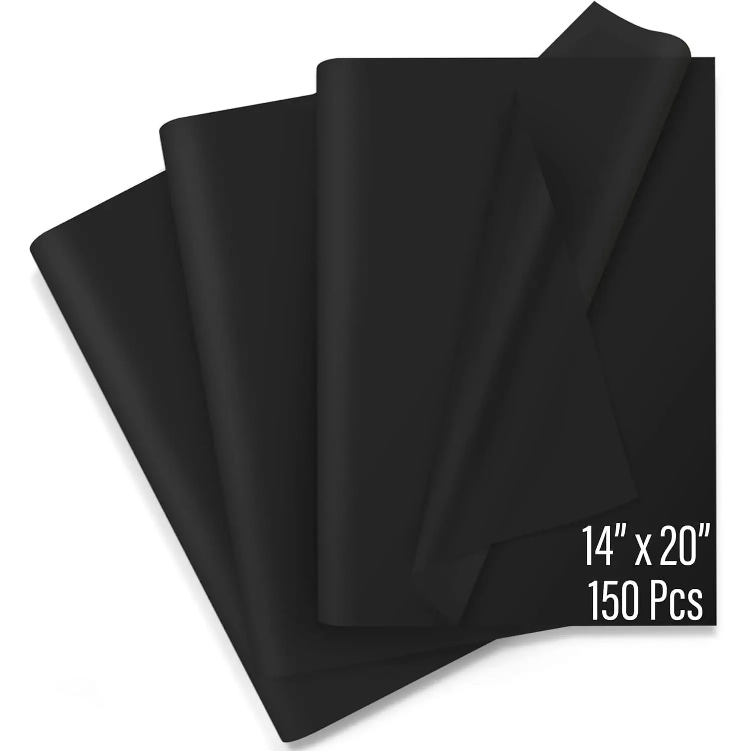 150 Sheets Recyclable Black Christmas Wrapping Tissue Paper Bulk Pack, 14x20 Inch - For Gift Bags, DIY, Holiday Decor (Office Stationery & Gift Wrapping Supplies)