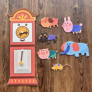 Hickory Dickory Song Props, Felt Rhyme Props, Early Education Materials, Cute Animals and Old Clocks, Time Learning, Sensory Play