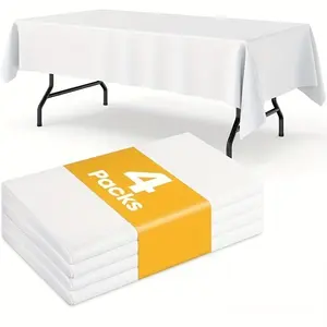 4pcs Disposable Plastic Tablecloths 54"x72", Durable Large Party Tablecloth for Weddings, Birthdays, Buffets, Easy Cleanup
