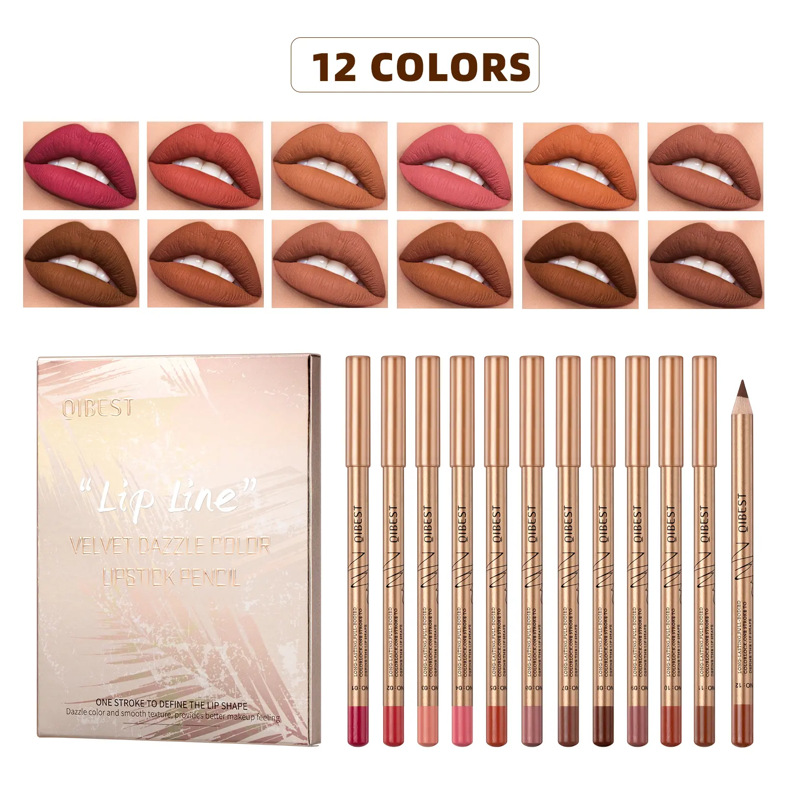 Long Lasting Lip Line Set, Lip Liner Pen, Easy Coloring Lipstick&One Step Lips Makeup Kits,Long Lasting for All Occasions Make up, Christmas&Festival Gift Lipliner Lip Product Eyeliner Cosmetic