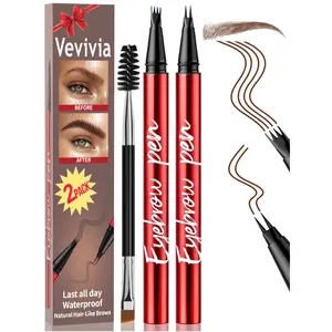 Vevivia Beauty 2-Pack Eyebrow Pens with Brush – Best Value Brow Set, 4-Tip & 2-Tip Waterproof, Natural Hair-Like Brows