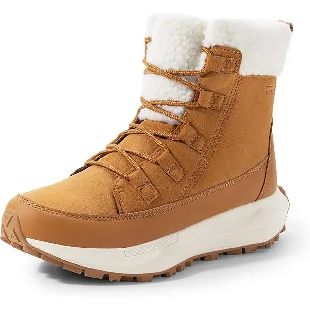 Women's Stylish Thick Waterproof Outdoor Winter Boots - Triple Insulation, Anti-Slip Design, Rubber Leather, Comfortable Walking Footwear, Waterproof Outdoor Footwear, Faux Fur Boot
