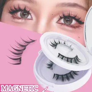 Magnetic Eyelashes Set with Clip, Reusable Natural False Lashes, No Glue Needed, Tail Cross Design, Suitable for Beginners