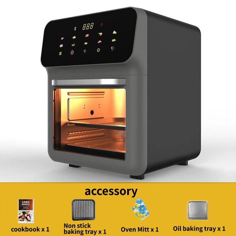 1pc Family Smart Air Fryer Oven, Touch Screen Visible Window, Stainless Steel Non-Stick, Low Oil Healthy, Multifunctional for Roasting Baking Frying, Countertop French Fries Maker for Home Kitchen Daily Use Glass