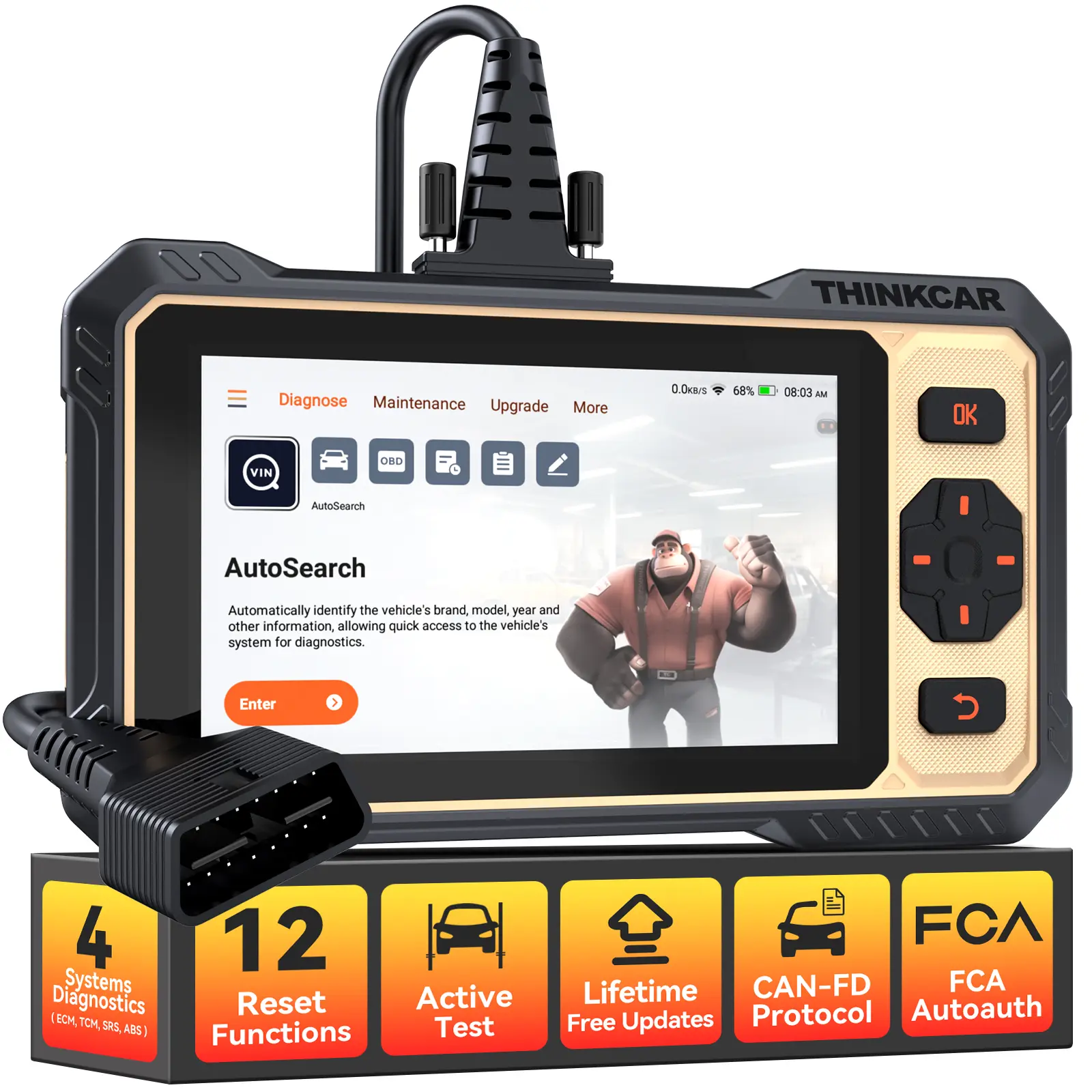 【summerfinds】THINKCAR 662 OBD2 Scanner,Car Diagnostic Tool with Bidirectional Active Test,Car Scanner Engine ABS SRS Transmission,Scanner for Car with 12 Reset,CAN FD & FCA SGW,Lifetime Free Update