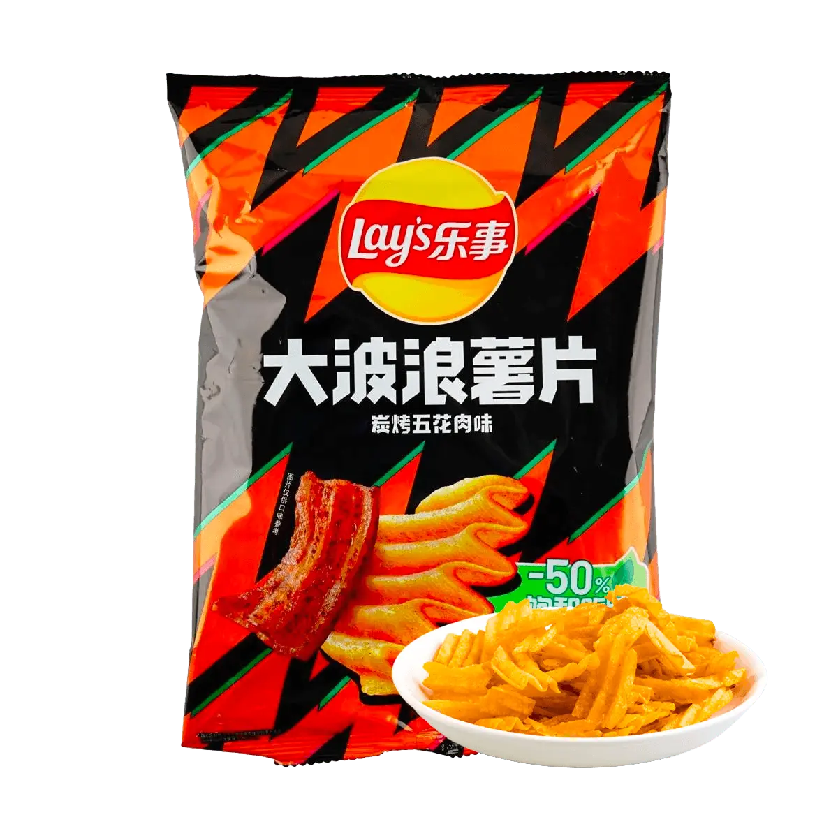 Lay's China BBQ Pork Flavor Potato Chips, Crispy Wavy Snacks, 70g Bag, Authentic Chinese Snack