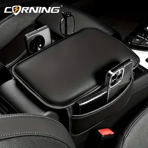 Integrated Car Console Organizer, Car Interior Storage, Leather Armrest Cover, 2 Pockets, Extended Comfort, Universal Car Interior Accessory, Waterproof